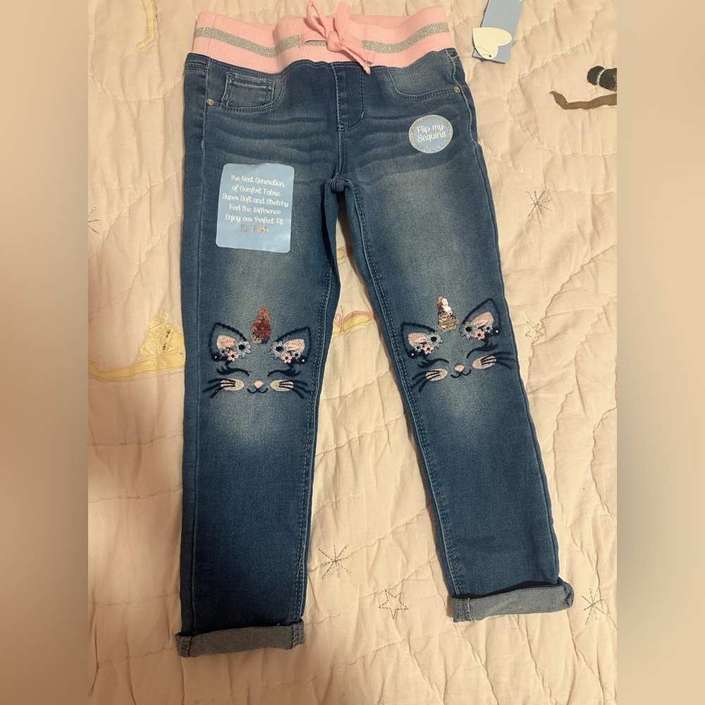 NWT Girls Kitty Unicorn Jeans (6)